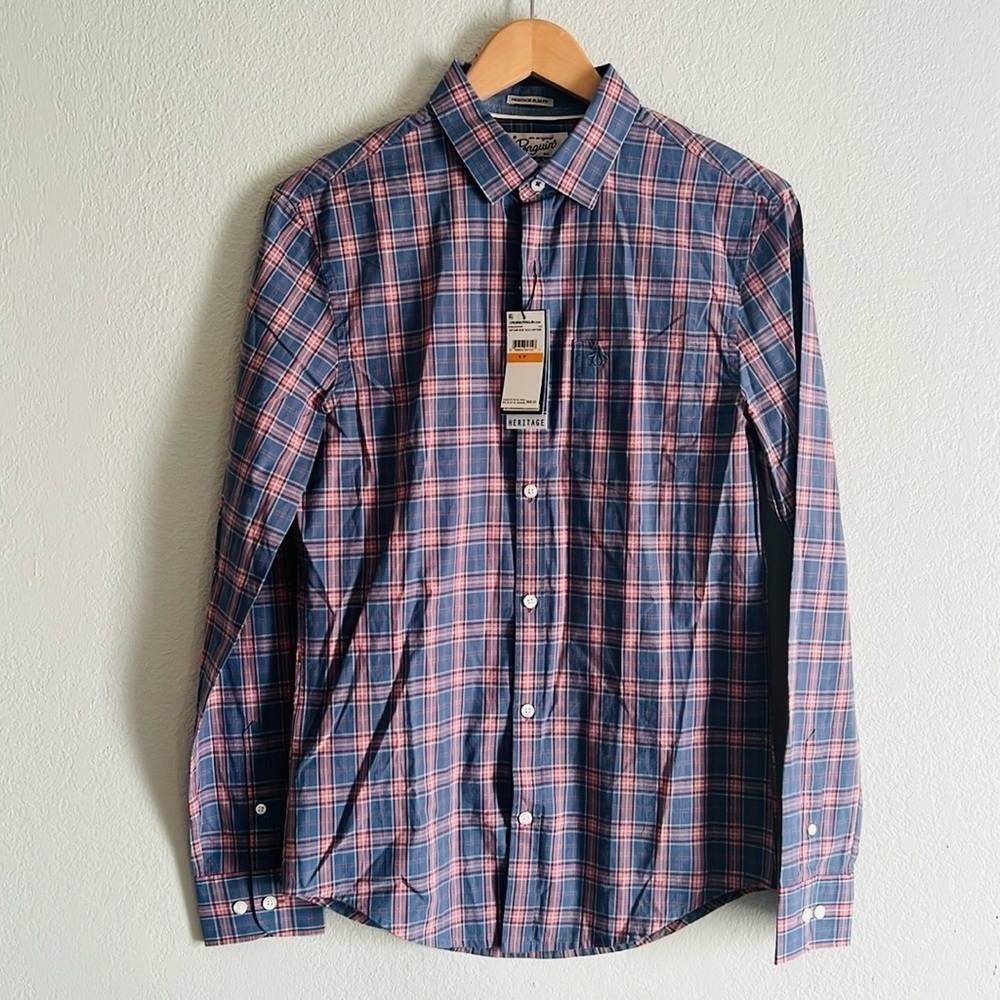 NWT Penguin Heritage Blue Long Sleeve Button Down Shirt